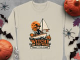 Witchy On The Wind Broom Prefer A Boom Sailing Witch Ocean Graphic Crewneck Sweatshirts thumbnail 10