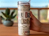 It Is Finished John Scripture Christian Tumbler PNG | Religious Faith Sublimation Design 20oz Skinny Tumbler Digital File thumbnail 4