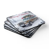 Grand Wagoneer Corkwood Coaster Set, Christmas Tree Car Coasters, The Waggy Art, Classic Car Gifts, Car Lover Coasters, Automotive Coaster thumbnail 2