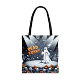 Halloween Tote Bag, Dead Funny Ghost Stand Up Comedy, Skeleton Audience, Pumpkin Seats, Bats, Spooky Season, Unique Halloween Tote Bag thumbnail 3