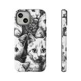 Cat Faces Tote Bags, Cute Kitten Throw Pillow, Funny Cat Pattern iPhone Case, Animal Lover Gift, Cat Mom Present, Black and White Art thumbnail 9