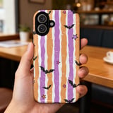 Spooky Cute Bat & Star Phone Case | Pastel Goth Halloween Striped Tote Bag | Y2K Grunge Aesthetic Fall Accessory thumbnail 13