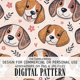 Whimsical Beagle Faces Seamless Digital Pattern Size Bundle Png thumbnail 2