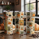 Personalized Halloween Tumbler, Halloween Stamps, Halloween Design, Pumpkins, Black Cat, Personalized Gift, Custom Name thumbnail 3