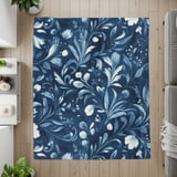Blue Floral Throw Blanket and Pillow: Indigo Blooms, Home Decor thumbnail 9