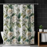 Gardenia Bloom Watercolor Shower Curtain thumbnail 10