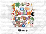 Feelin' Lucky Tumbler PNG, Good Luck Sublimation Design for 20oz Skinny Tumbler, Lucky Charm Collage Wrap Digital thumbnail 9