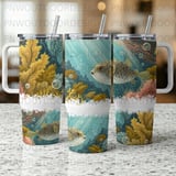 Pufferfish Ocean Tumbler Wrap Digital Design 40oz | Seamless Distressed Marine Life Sublimation PNG for Tapered Tumbler thumbnail 7
