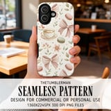 Digital Pattern Bundle, Watercolor Bows, Coffee Cups, Macarons, Floral Design, Digital Paper Pack, Scrapbooking, Commercial Use Digital thumbnail 6