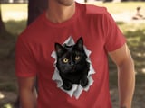 Black Cat Peeking T-Shirt thumbnail 3