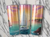 Yacht Sunset 20oz Tumbler Wrap, Nautical Tumbler Design, Boat Waterscape Digital Download, Sublimation Design, Tumbler Wrap, Commercial Use thumbnail 2