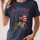 Thank You Veterans Coquette Bow American Flag T-Shirt thumbnail 4