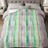Striped Throw Blanket and Pillow: Watercolor Wash, Soft Cozy Gifts for Home  thumbnail 5
