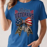 Thank You Veterans Coquette Bow American Flag T-Shirt thumbnail 2