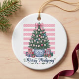 Merry Mahjong Christmas Ornament, Preppy Chinoiserie Tree Holiday Ornament, Mahjong Player Gift, Grandmillennial Game Night Keepsake Decor thumbnail 6