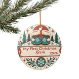 Baby First Christmas Ornament Personalized, Custom Name Year Winter Booties Keepsake, Retro Holiday Tree Decor Gift for New Mom Dad thumbnail 7