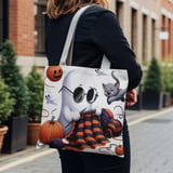 Halloween Tote Bag, Ghost Knitting, Cute Halloween Cat, Pumpkin Patch, Fall Decor, Spooky Season, Trick or Treat, Halloween Party, Gift thumbnail 5