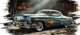 Vintage Car Distressed 40oz Tumbler Sublimation Wrap PNG | Retro Garage Hot Rod Digital Design for Men thumbnail 14