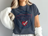 Heart Service Passed T-Shirt: Certified Approved Emblem, Distressed Heart Health Operation Graphic Design thumbnail 5