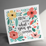 Grow Through What You Go Through Canvas Wrap, Floral Art, Inspirational Quote Art, Motivational Wall Decor, Positive Affirmation Gift thumbnail 5