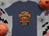 Captain Halloween Pumpkin Patrol Leader Graphic Print Crewneck Sweatshirts Spooky Season Jack O Lantern Design thumbnail 3