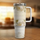 Luxury Gold Peony 40oz Tumbler Wrap, Seamless Distressed Tapered Sublimation Digital File, Elegant Floral Design, Free Car Coasters thumbnail 5