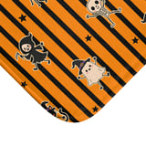 Cute Halloween Shower Curtains, Bath Mat, Kawaii Ghost and Skeleton Spooky Season Bathroom Decor, Orange Black Striped Fall Housewarming thumbnail 12