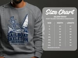 Sailboat Skeleton Deckhand Nautical Sailing Graphic Ocean Waves Crewneck Sweatshirts All Bones All Lines thumbnail 7