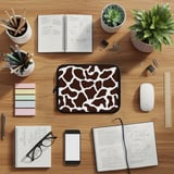 Cute Cow Print Laptop Sleeve, Brown White Spotted Bovine Aesthetic Accessory Pouch, Farm Animal Tech Case, Unique Gift thumbnail 3