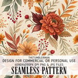Fall Floral Tumbler Design, Digital Download, Autumn Flowers PNG, Watercolor Flower Backgrounds, Scrapbooking Paper, Junk Journal Pages thumbnail 1