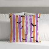 Halloween Bat Pillow Cover & Table Runner, Spooky Distressed Purple Orange Stripe Star Fall Decor, Whimsical Home Decor thumbnail 5