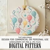 Digital Balloon Pattern, Digital Stars Pattern, Balloon Bundle, Birthday Balloon Pattern, Party Balloon Pattern, Festive Balloon Digital thumbnail 3