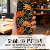 Marigold Tumbler Design, Floral Digital Paper, Printable Flower Tumbler PNG, Scrapbook Paper, Watercolor Flower Background, Digital Download thumbnail 6