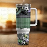 Soccer Balls and Cleats 40oz Tumbler Sublimation PNG, Distressed Seamless Tapered Wrap, Add Name, Digital Download, Free Car Coasters thumbnail 5