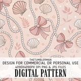 Whimsical Pearl Bow & Shell Digital Pattern Size Bundle Png thumbnail 2