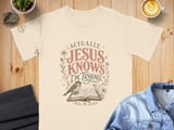 Jesus Knows I'm Trying T-Shirt, Christian Faith Tee, Inspirational Religious Gift for Her, Cottagecore Sparrow Bible Floral thumbnail 10