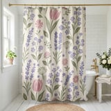 Whimsical Meadow Floral Shower Curtain thumbnail 1