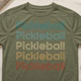 Pickleball Sport-Tek Performance Tee, Pickleball Multi-Color Retro Stripe Text Graphic, Court Apparel thumbnail 4