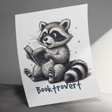 Booktrovert Raccoon Poster, Reading Raccoon Art, Cute Animal Print, Book Lover Gift, Funny Raccoon Decor, Cartoon Raccoon, Wall Art thumbnail 1