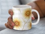 Sunflower Watercolor Mug Wrap Digital Design 11oz 15oz, Transparent Floral Mug Sublimation Tumbler Wrap Digital File thumbnail 5