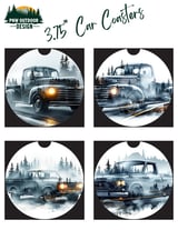40oz Tumbler Wrap Vintage Truck Driving Through Forest Digital Design, Classic Car Sublimation Wrap PNG for Dad, Husband thumbnail 8