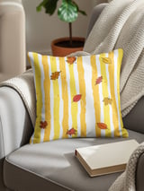Fall Leaf Yellow Stripe Throw Pillow Case & Table Runner, Autumn Home Decor, Seasonal Accent Pillows thumbnail 6