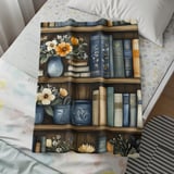 Bookshelf Throw Blanket and Pillow:  Cozy Floral Blanket,  Bookish Gift Decorative Pillow thumbnail 7