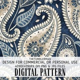 Elegant Indigo Paisley Digital Design Size Bundle Png thumbnail 2
