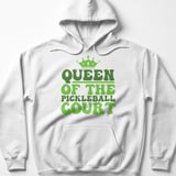 Pickleball Gildan Fleece Hoodie, Queen of the Pickleball Court, Retro Athletic Winter Court Pullover thumbnail 7