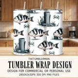Digital Pattern, Fish and Crab Pattern, Striped Fish, Nautical Pattern, Sea Life Pattern, Digital Bundle, Commercial Use Pattern thumbnail 2