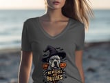 No Witches Just Bullies Tee | Halloween Pit Bull Shirt | Bully Breed Tee | Pittie Lover Gift thumbnail 3