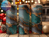 20 oz Agate Tumbler Wrap, Teal Green Stone Sublimation Design, Straight Tapered Tumbler png, Digital Download for Tumblers thumbnail 2
