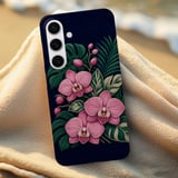 Pink Orchid Tough Phone Case Faux Embroidery Floral Botanical Cover Cottagecore Tropical Flower Case Plant Mom Gift for Her Aesthetic Phone thumbnail 6