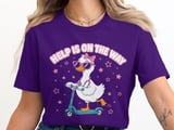 School Nurse T-Shirt: Goose Scooter Design, Stethoscope Stars, Help is on the Way thumbnail 10